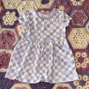 Gymboree Lavender Checkered Dress with Pastel Floral Accents